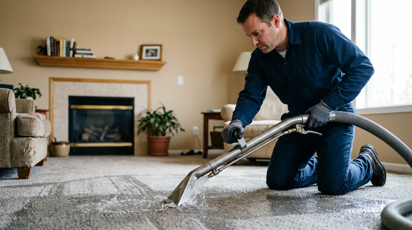 Water damage restoration technician working near Stone Park, IL